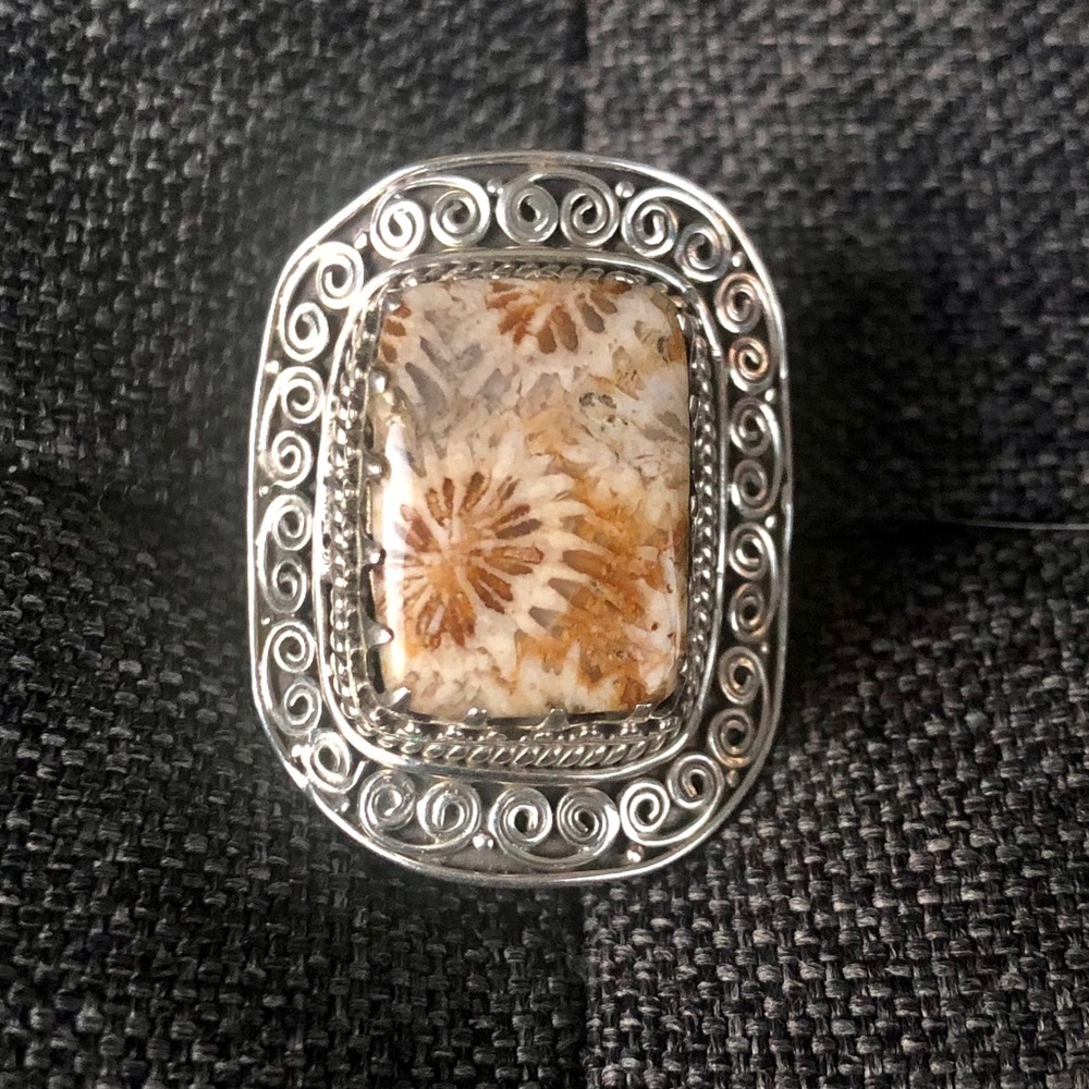 Artisan Crafted Fossil Coral Ring
